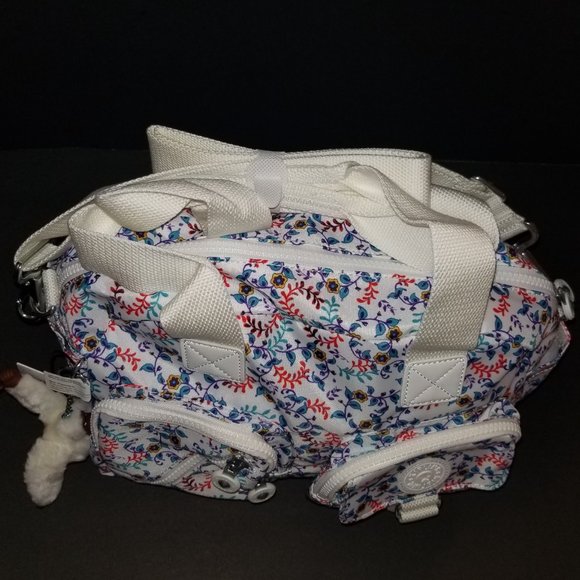 Kipling Defea satchel purse tote shoulder bag "Palm Spring Night White" … - Picture 4 of 9